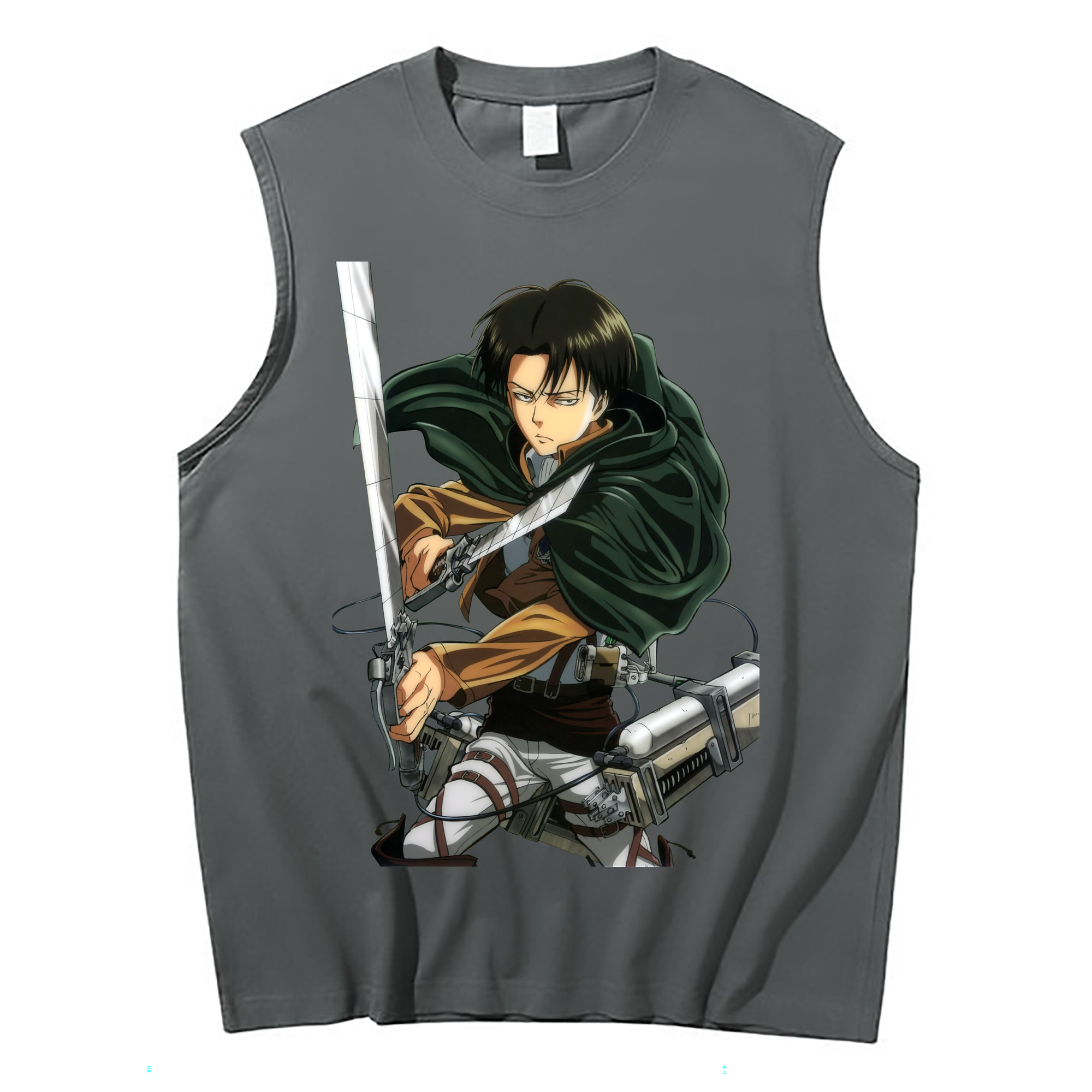 （画像用） 進撃の巨人 リヴァイ·アッカーマン Attack on Titan Levi Ackerman コットン100％タンクトップ（フロントプリント）